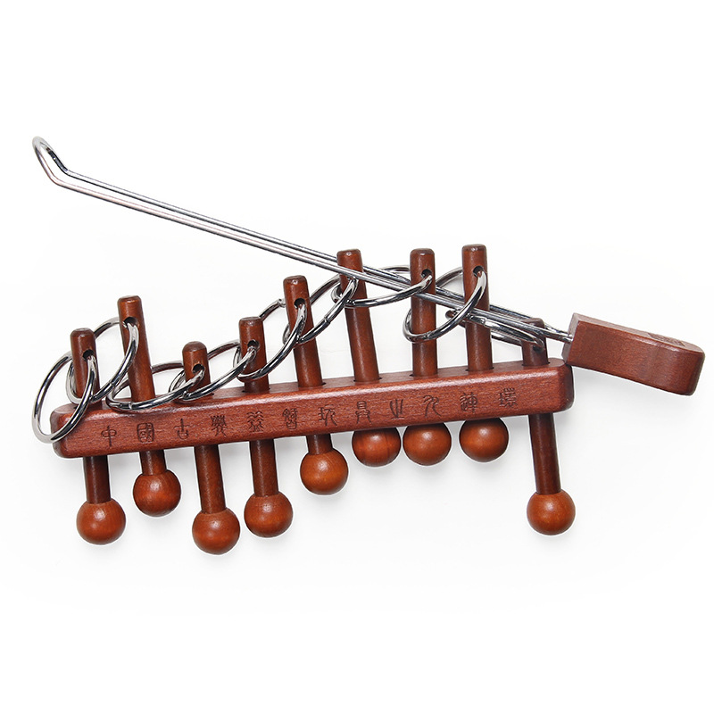 Woodworking Kids Toys - Permainan Pikiran Puzzle Sembilan Cincin Terhubung