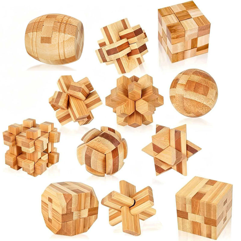 Woodworking Kids Toys - Puzzle Kunci Lu Ban Bambu 4.5CM