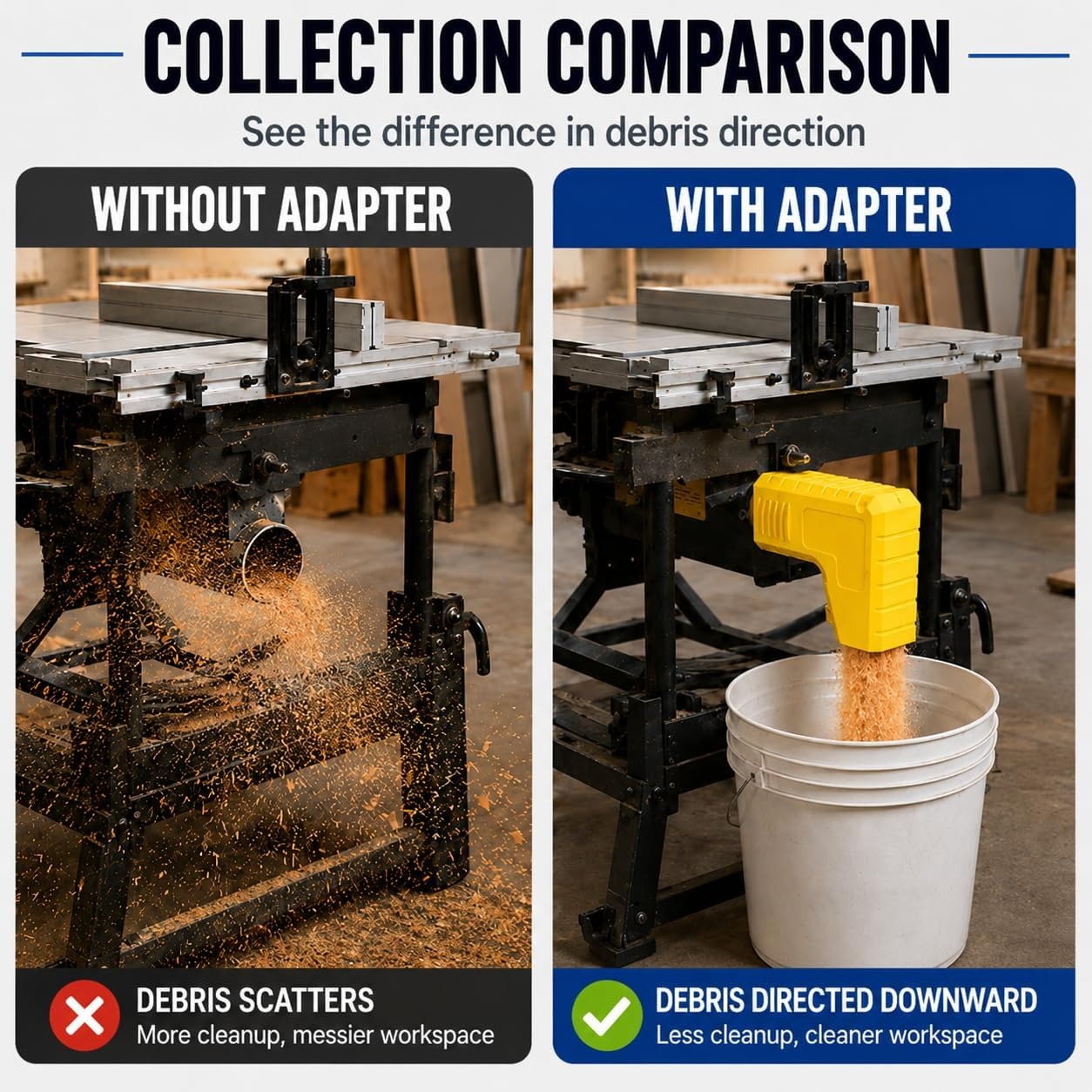 Adaptor Pengumpul Serbuk Gerga - Woodworking Dust Collection ulasan dan harga
