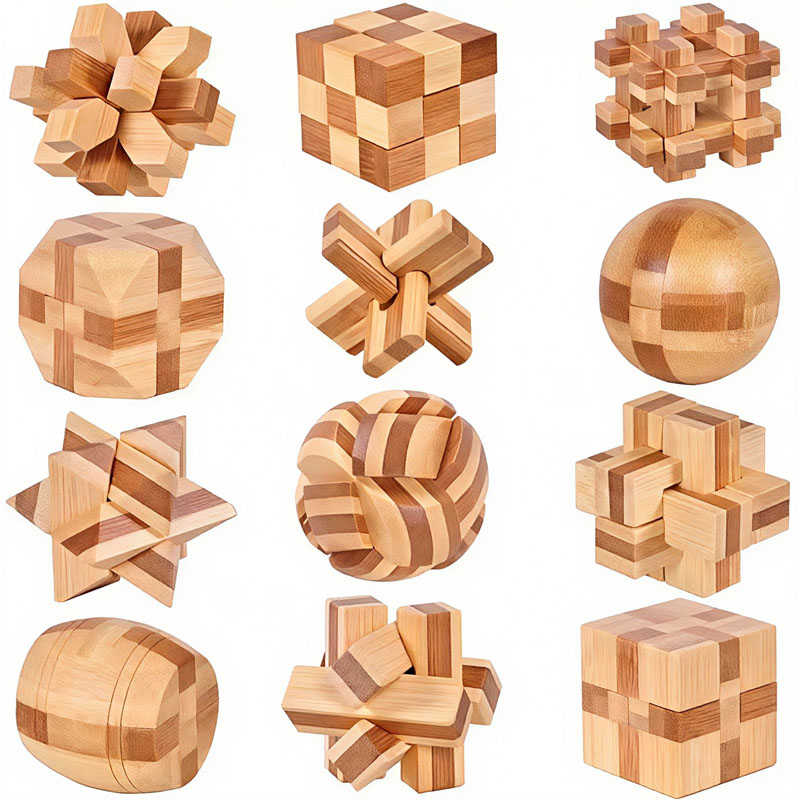 Puzzle Kunci Lu Ban Bambu 4.5C - Woodworking Kids Toys ulasan dan harga